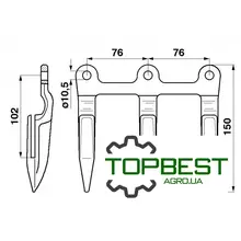 H153855 Палець жатки потрійний - John Deere , H25603