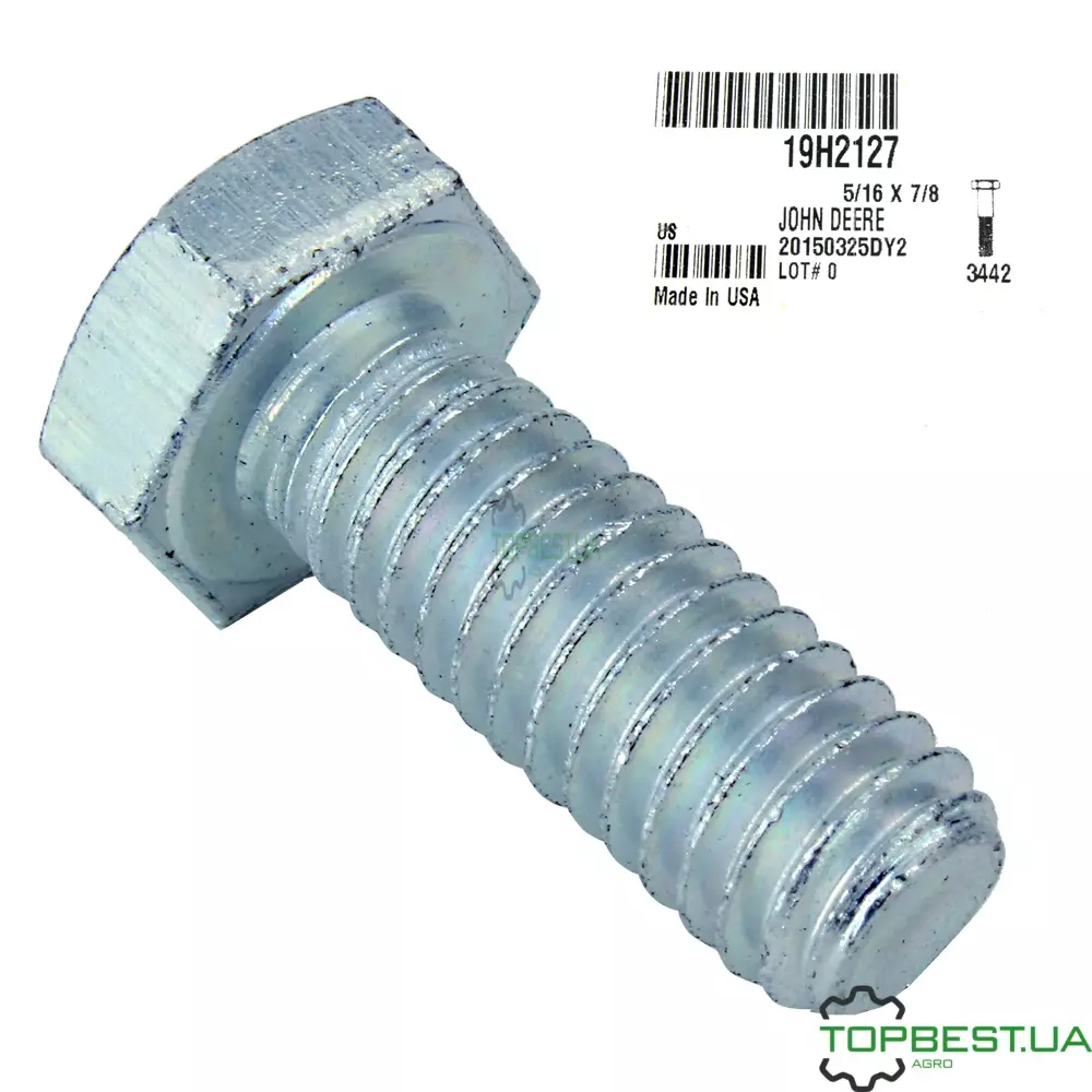 19H2127 Гвинт з голівкою (5/16&amp;quot X 7/8&amp;quot) John Deere
