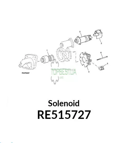 RE515727 Втягивающее пристрій стартера John Deere