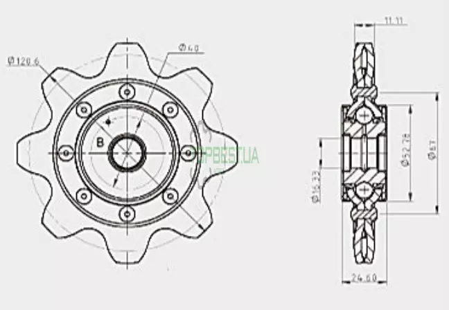 AH101219 Натяжна зірочка John Deere - Z8